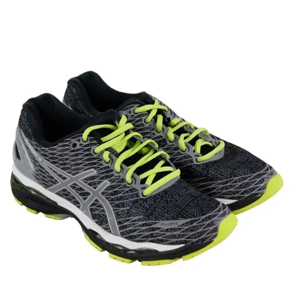 Xlnt ASICS GEL nimbus 18 Mens 7.5 Womens 9 US 40.5 Eur black grey lime